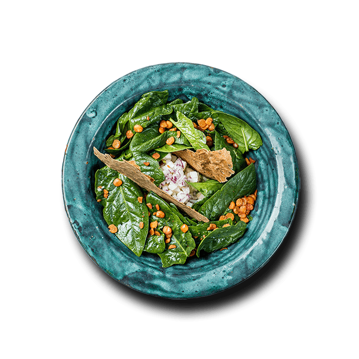 Salad with green cream