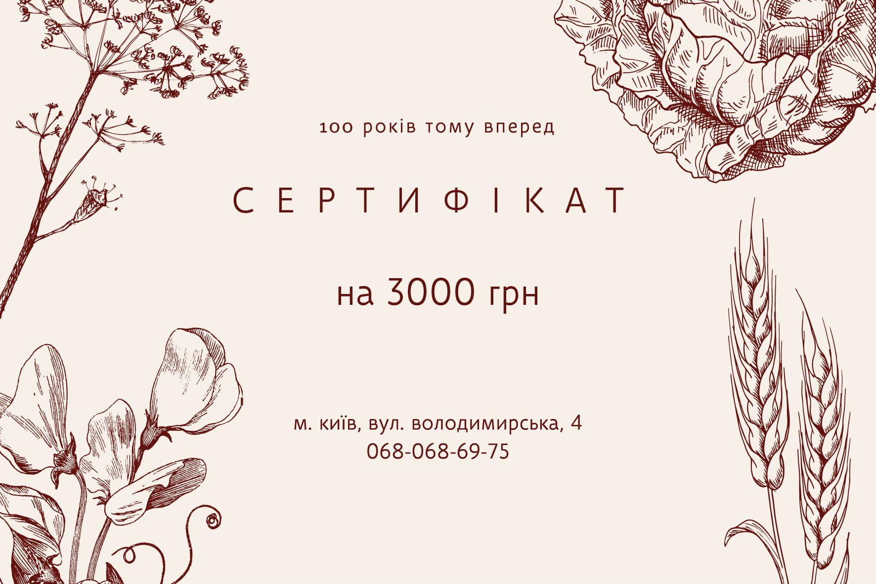 Подарунковий сертифікат на суму 3000 грн